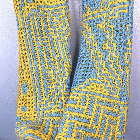 Levi's Custom Light Wash Denim Jeans with Crochet Pant Legs Blue Yellow 30 - Picture 4 of 5